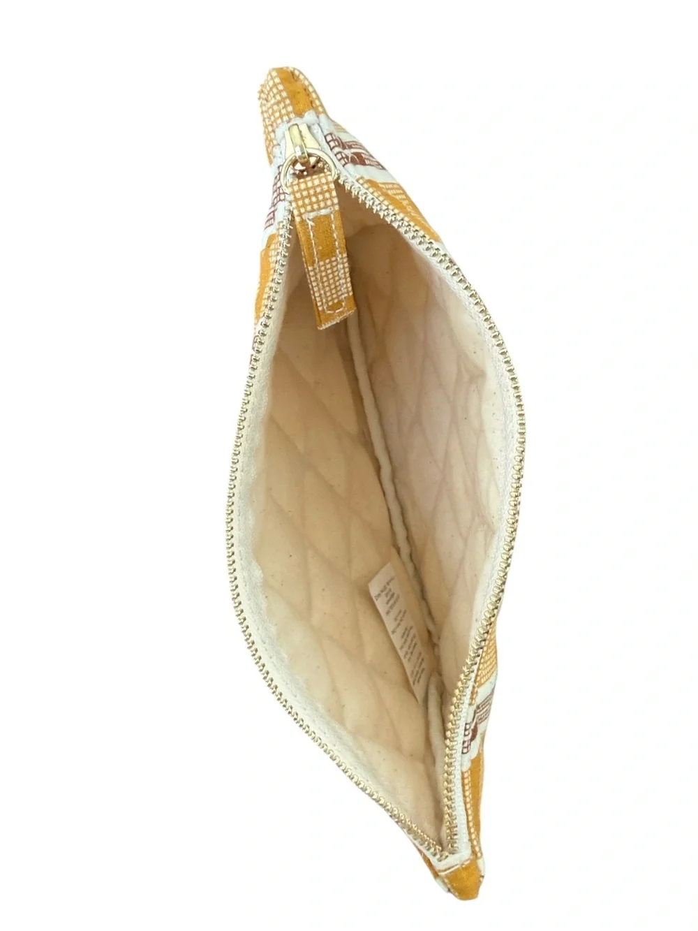 Sézane Gaston Pochette Ochre Plaid Quilted Cotton Clutch Pouch